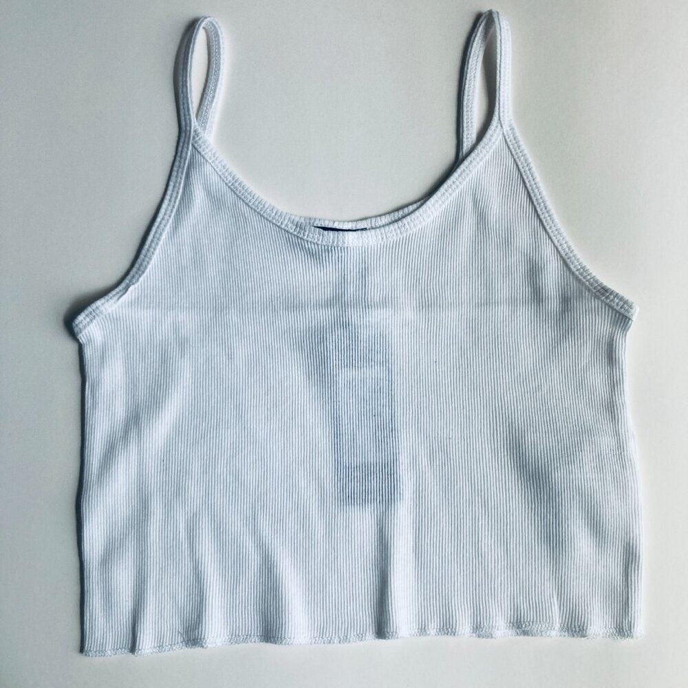 Cute Sheer Ribbed Cropped Withe Tank Top - Picture 4 of 7